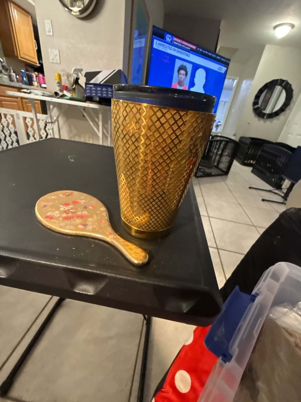 Starbucks 50th Anniversary Gold Studded Honeycomb Cold Cup Tumbler 24oz